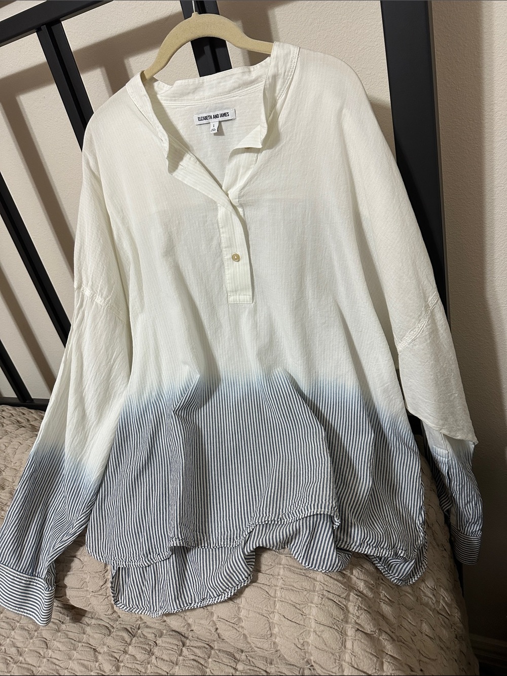 Elizabeth and James White to Blue Ombre Long Sleeve Blouse